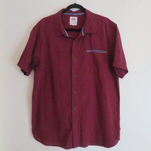 Levis | Size XL | Mens Red Burgundy Short Sleeve Button Up Dress Shirt Casual